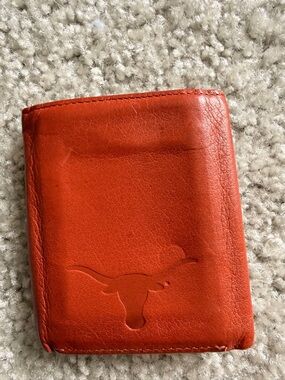 Orange Leather Card Holder with Longhorn Deboss